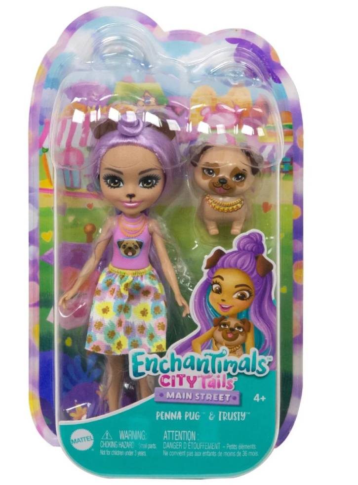 Papusa Enchantimals City Tails Main Street Penna Pug Trusty (HKN11)