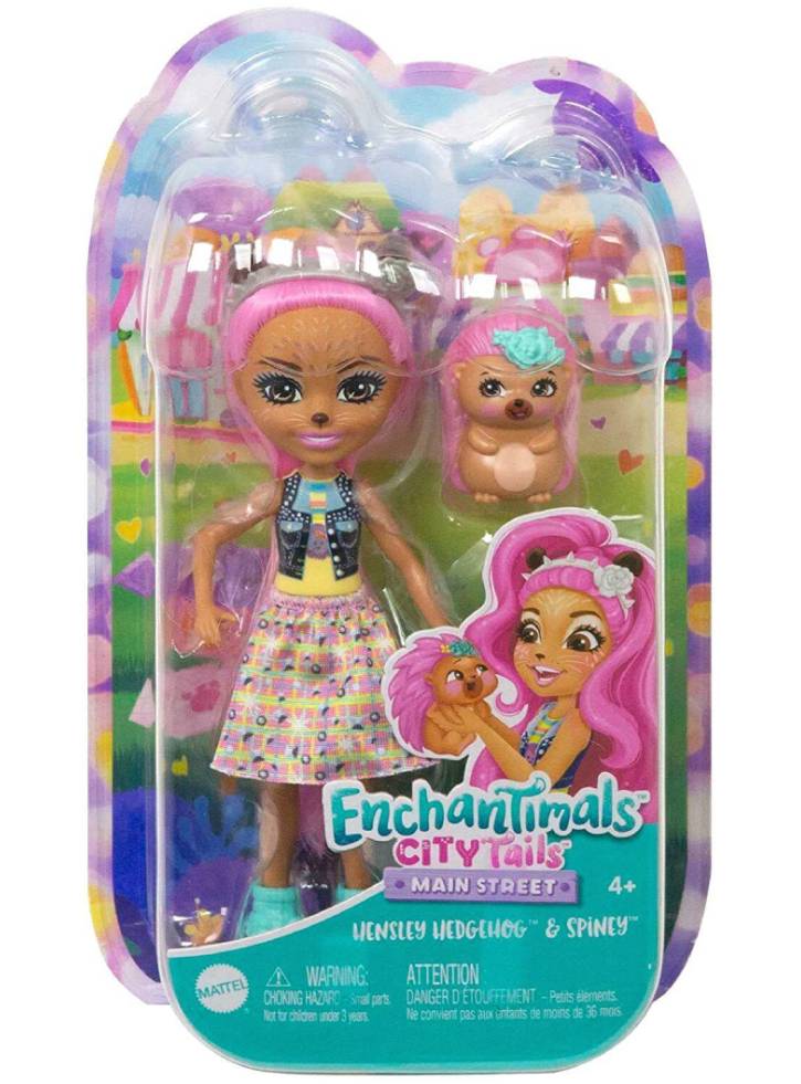 Papusa Enchantimals City Tails Main Street Hensley Hedgehog Spiney (HKN13)