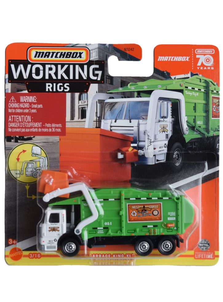 Vehicul Matchbox Real Working Rigs Garbage King XL (HLM90)
