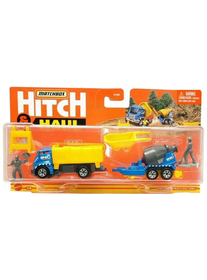 Vehicul Matchbox Hitch Haul MBX Construction Zone Tilt N Tip MBX Cement Trailer (HFH84)