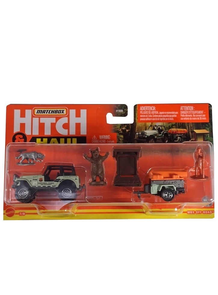 Vehicul Matchbox Hitch Haul MBX Off-Road Jeep 4X4 Trailer Trawler (HFH86)