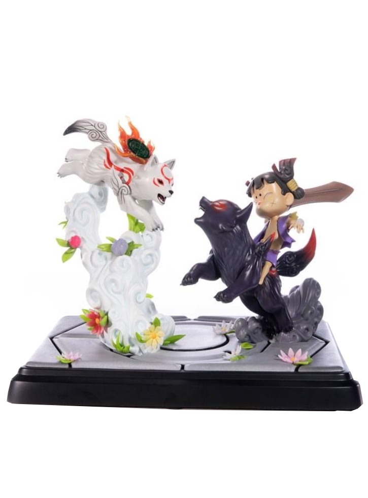 Figurina Okamiden Chibiterasu VS Dark Chibiterasu & Possessed Kuni RESIN