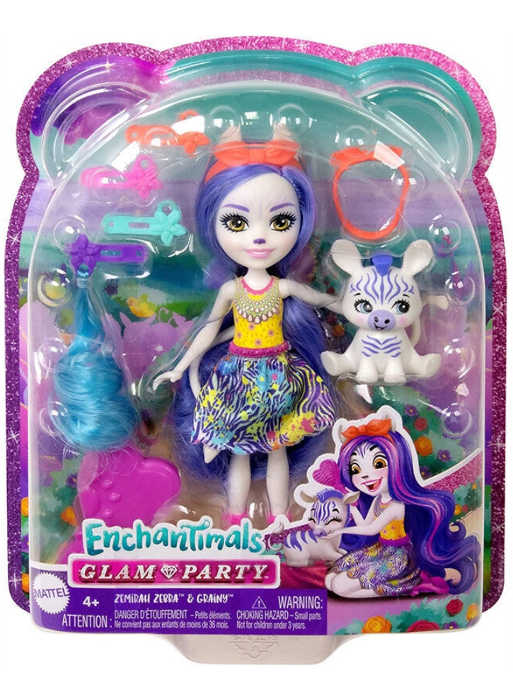 Papusa Enchantimals Glam Party Zemirah Zebra Grainy (HNV28)