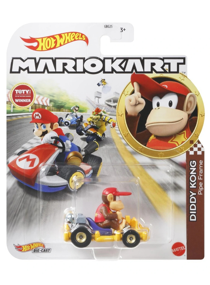 Vehicul Hot Wheels Mario Kart Diddy Kong Pipe Frame Die-Cast (GRN15)
