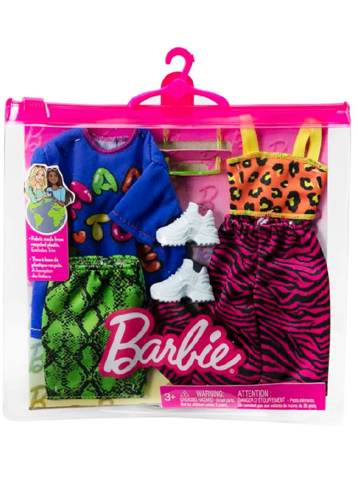 Set Barbie Fashions 2-Pack Clothing Made to Move Skirt T-shirt Pants & Accessory (HJT36)
