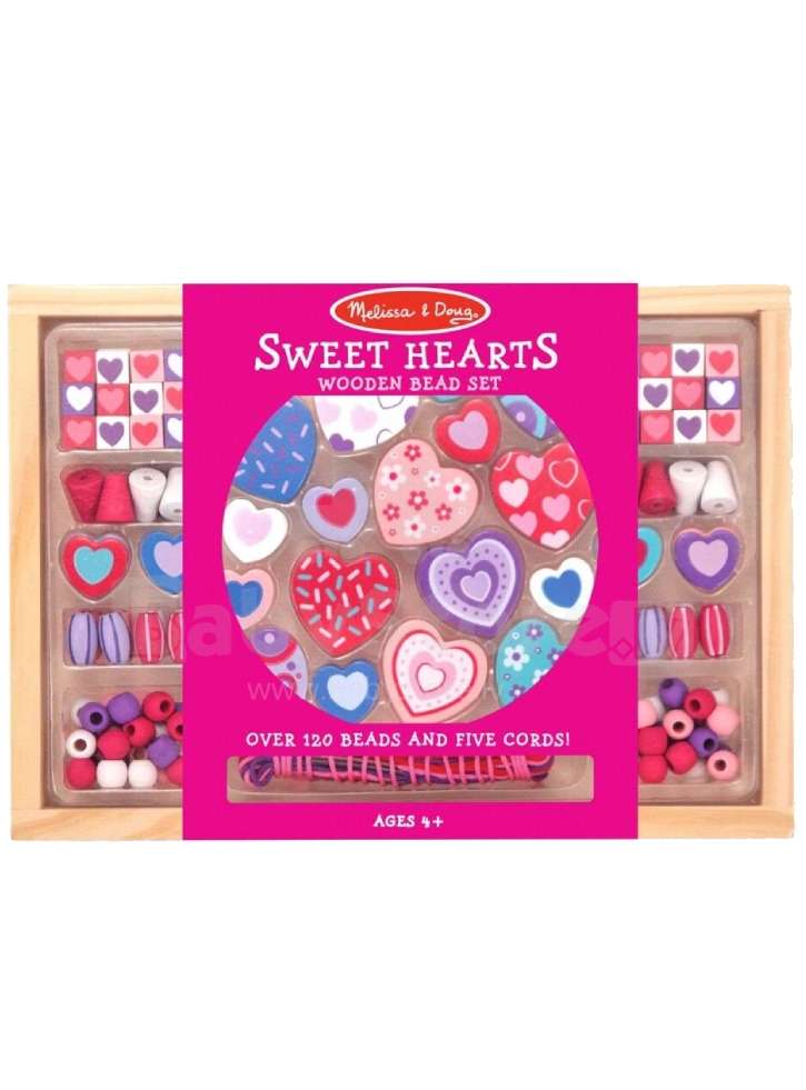 Set Melissa and Doug Wooden Heart Beads (14175)