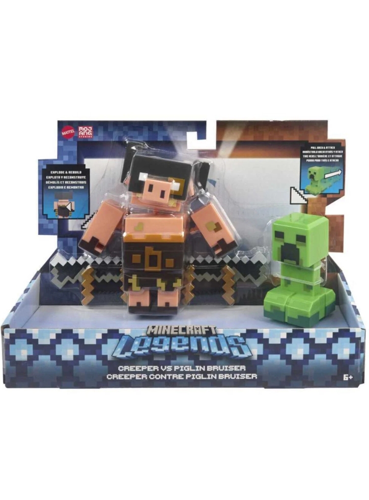 Figurine Minecraft Legends Creeper vs Piglin Bruiser