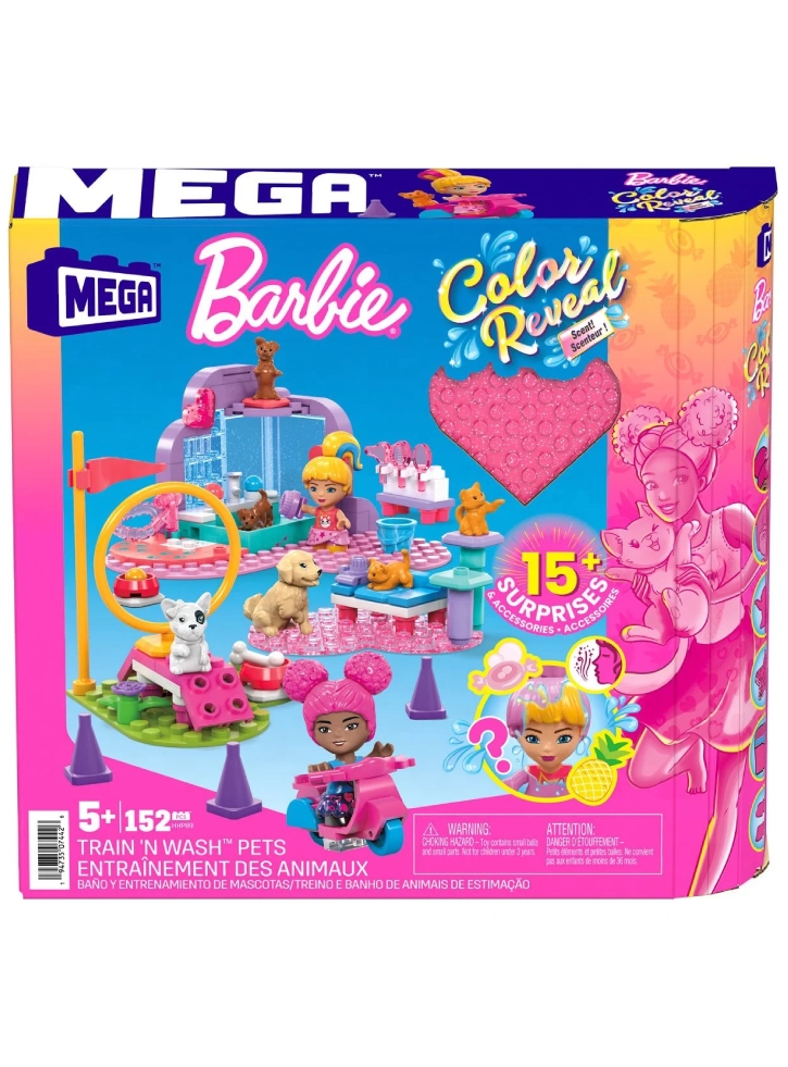 Mega Barbie Color Reveal - Train N Wash Pets (HHP89)