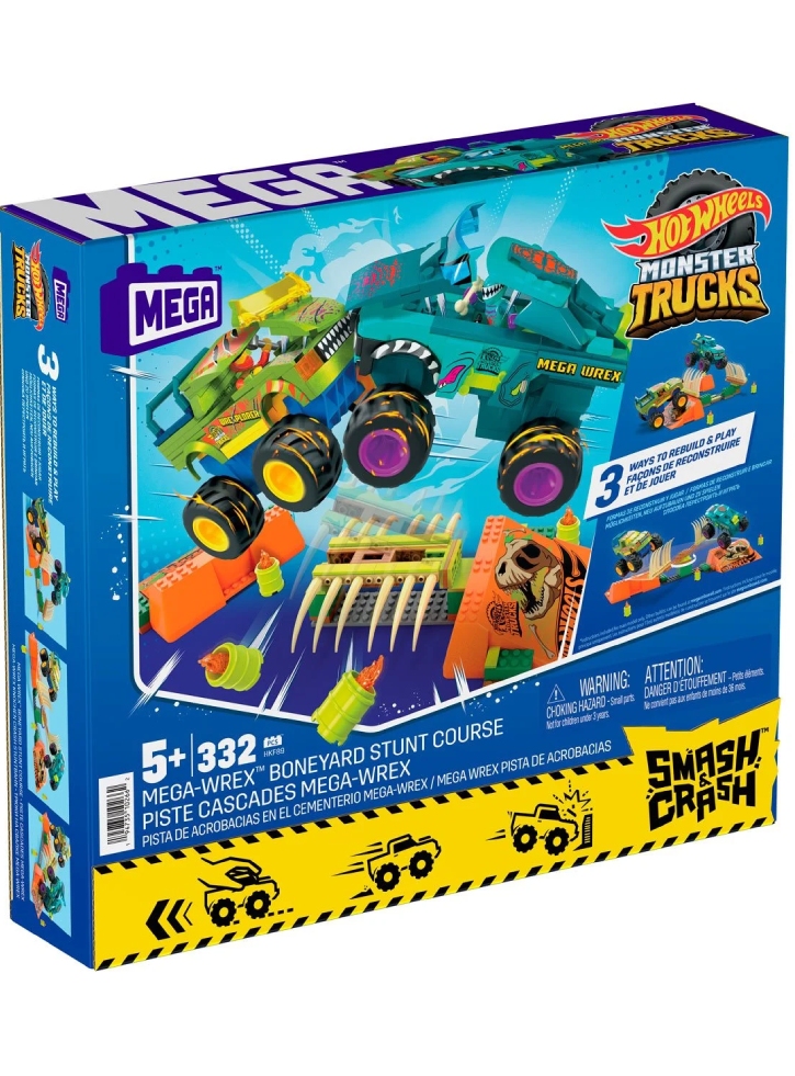 Set Hot Wheels Monster Trucks Smash Crash Mega-Wrextm Boneyard Stunt Course (HKF89)