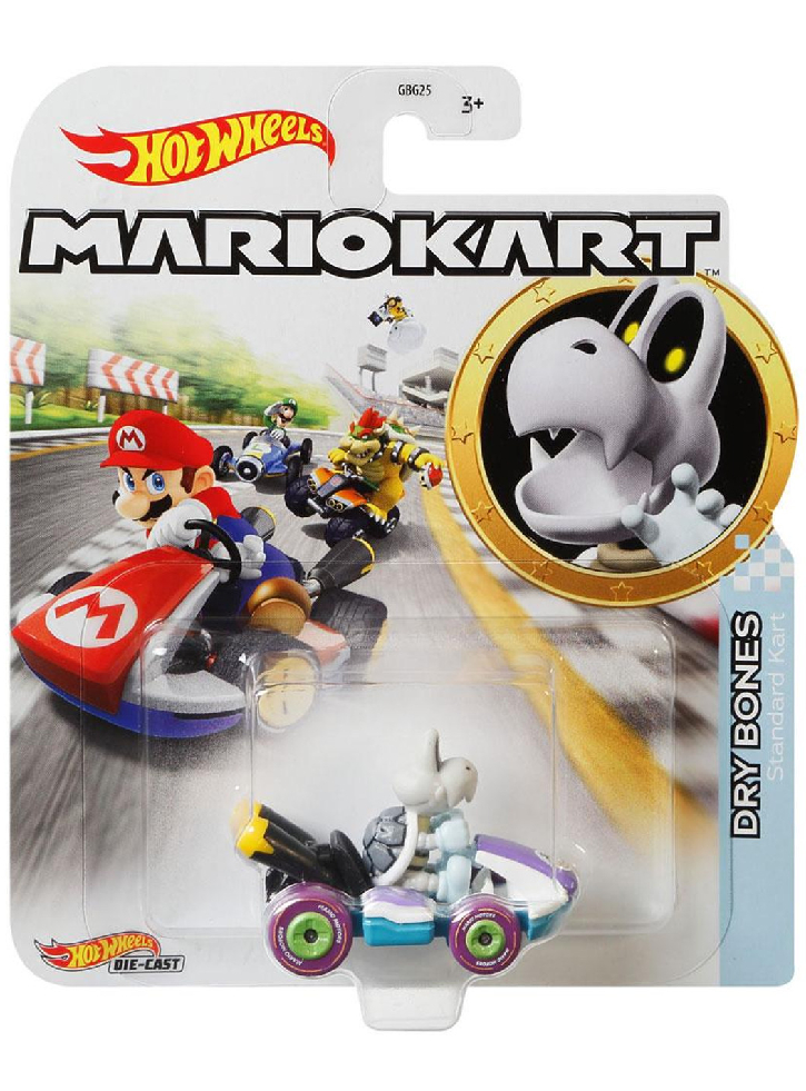 Vehicul Hot Wheels Mario Kart Dry Bones Standard Kart Die-Cast (GJH59)