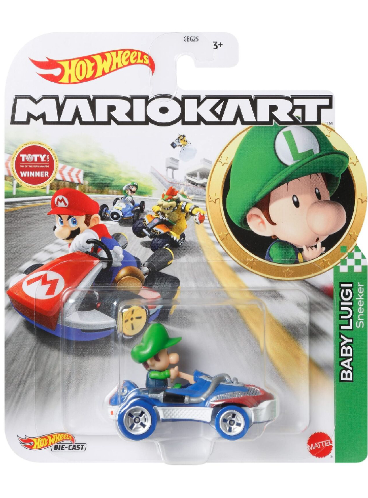 Vehicul Hot Wheels Mario Kart Baby Luigi Die-Cast (HDB28)