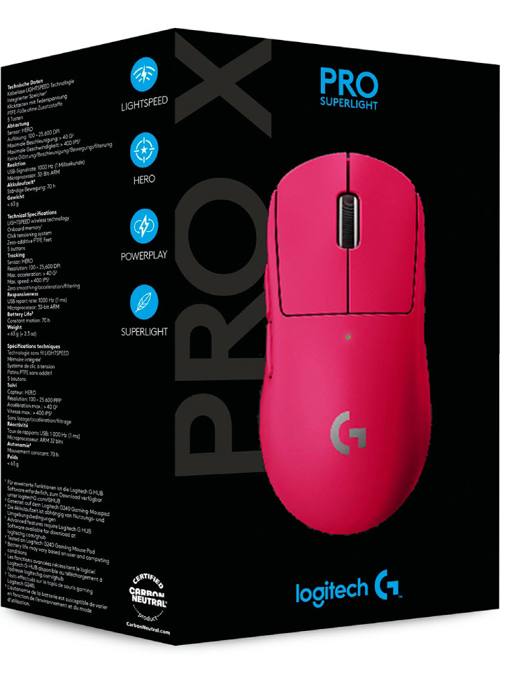 Mouse Logitech Pro X Super Light Wireless Magenta