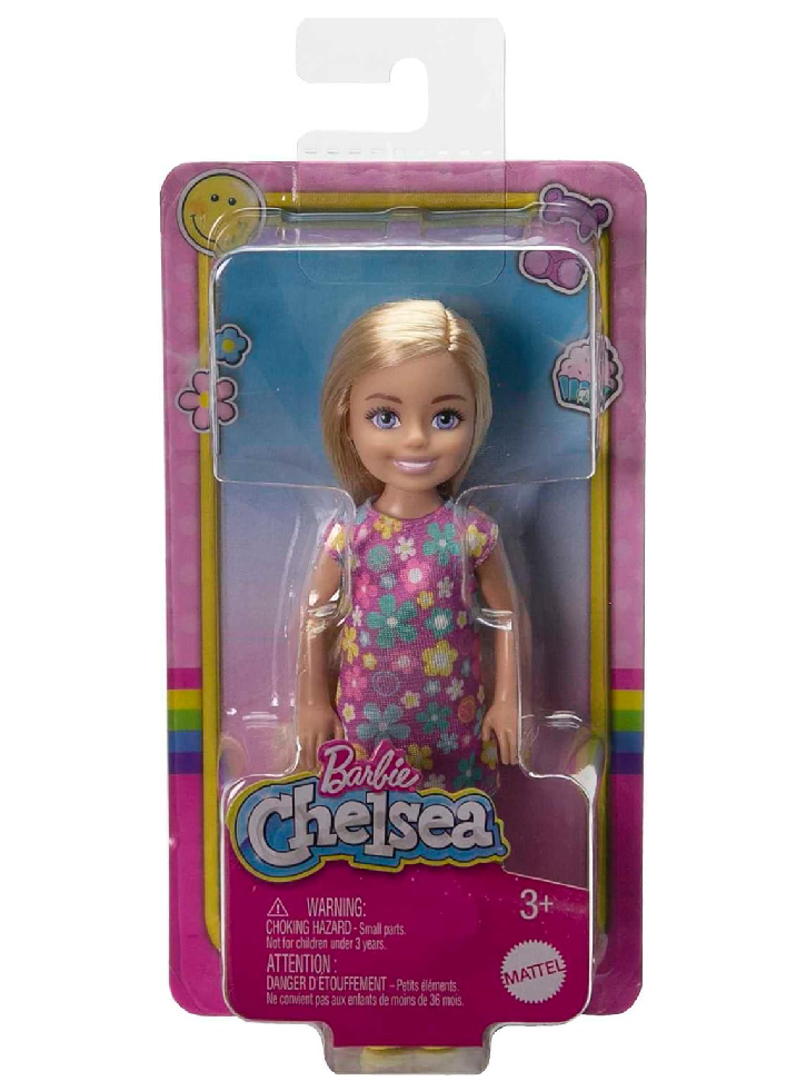 Papusa Barbie Chelsea & Friends Purple Flowered Dress With Blond Hair (HKD89)