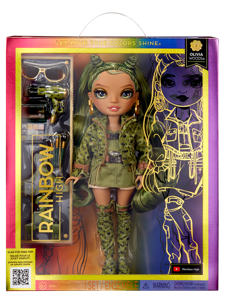 Papusa MGA Rainbow High Olivia Woods (Green) (583141EUC)