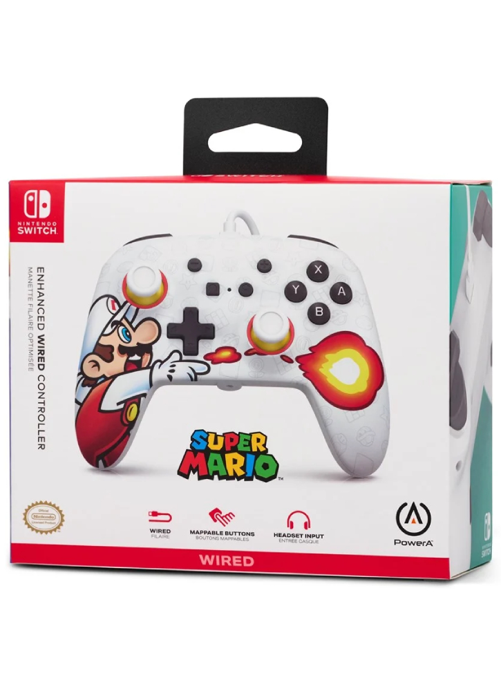 Controller PowerA Enhanced Wired Fireball Mario - Nintendo Switch