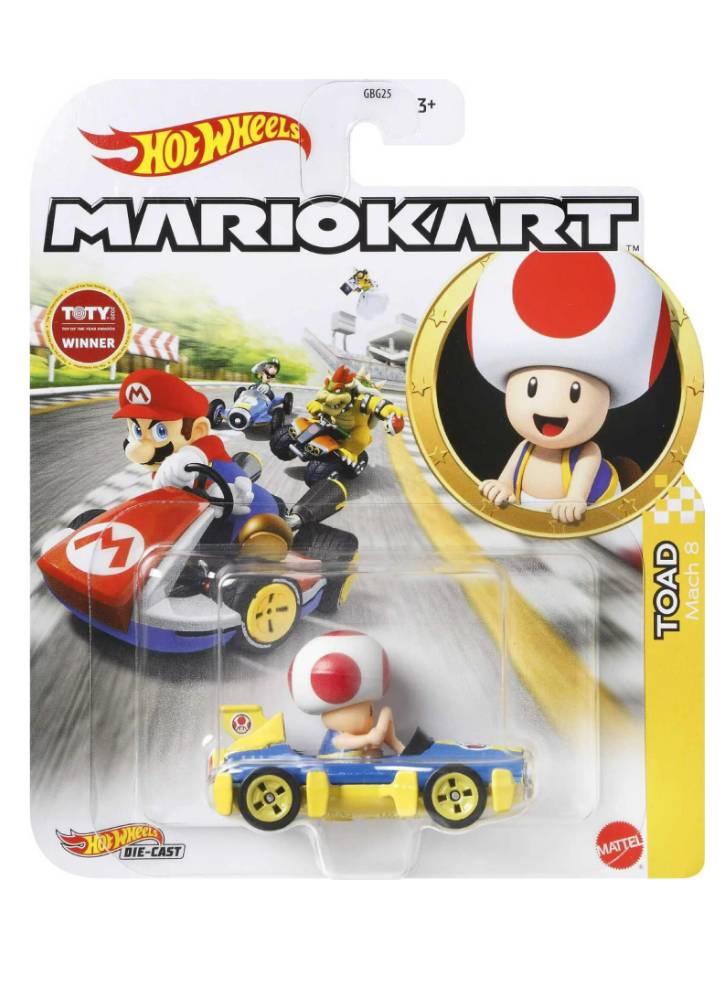 Masina Hot Wheels Mario Kart Toad Mach 8 Die-Cast (HDB35)
