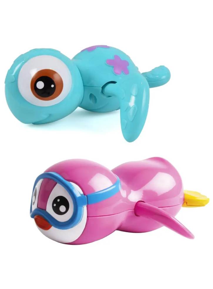 Magni Pull Up Bathing Animals Blue Turtle & Pink Penguin (3616/3618)