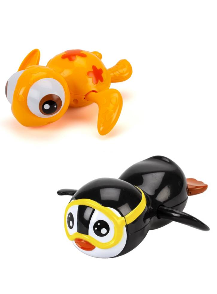 Magni Pull Up Bathing Animals Orange Turtle & Black Penguin (3614/3619)