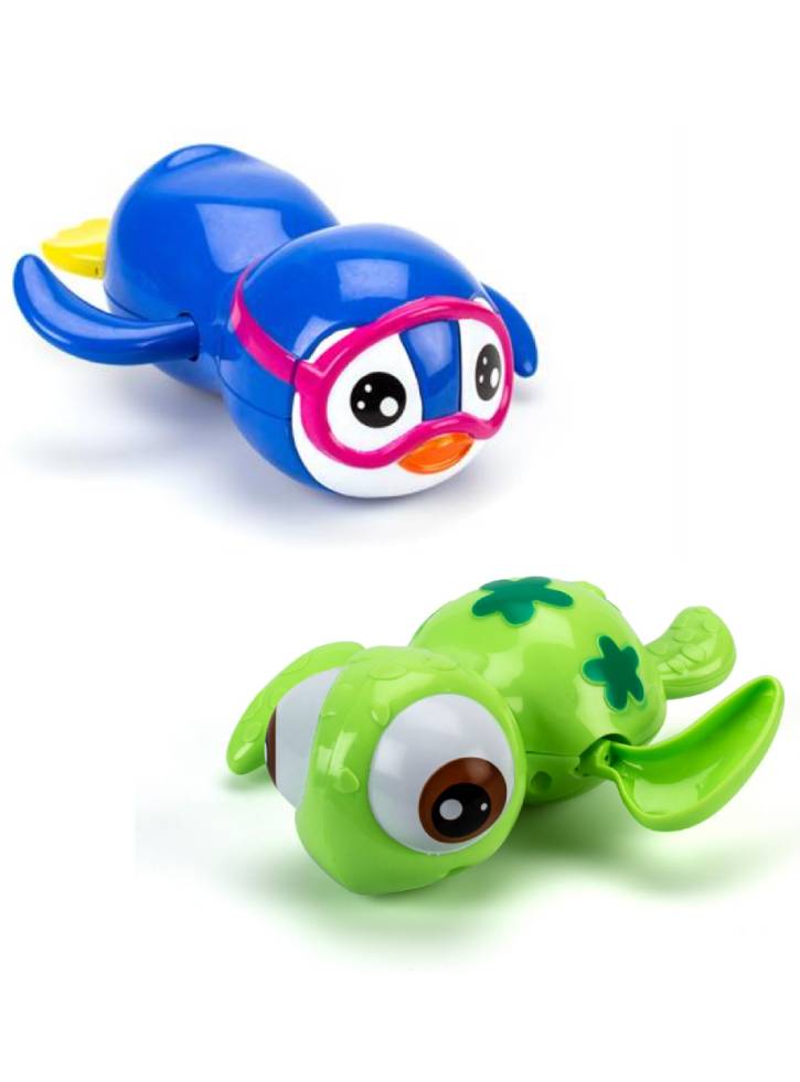 Magni Pull Up Bathing Animals Green Turtle & Blue Penguin (3615/3617)