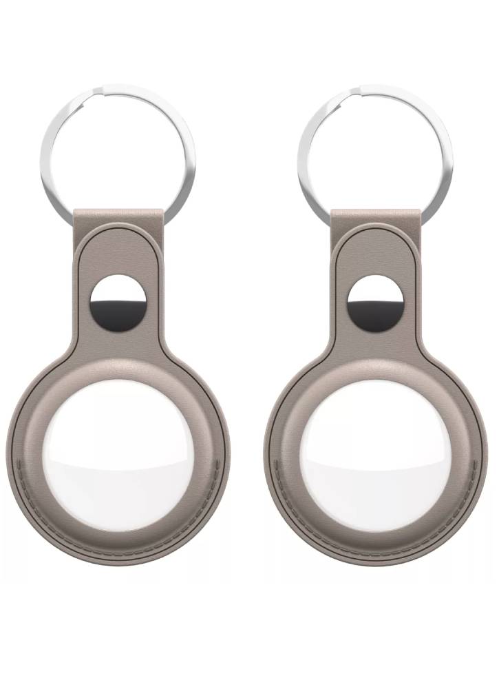Keybudz Leather 2 Pack AirTag Sandy Beige