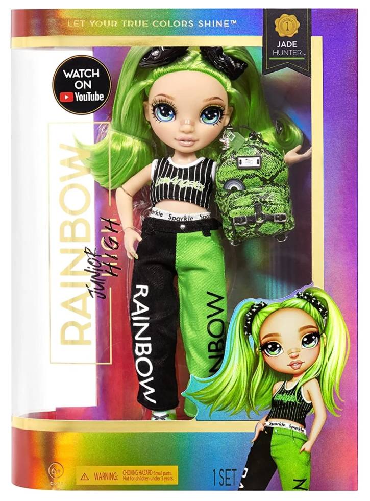 Papusa MGA Rainbow High Junior High Jade Hunter Green Fashion 23cm (579991EUC)