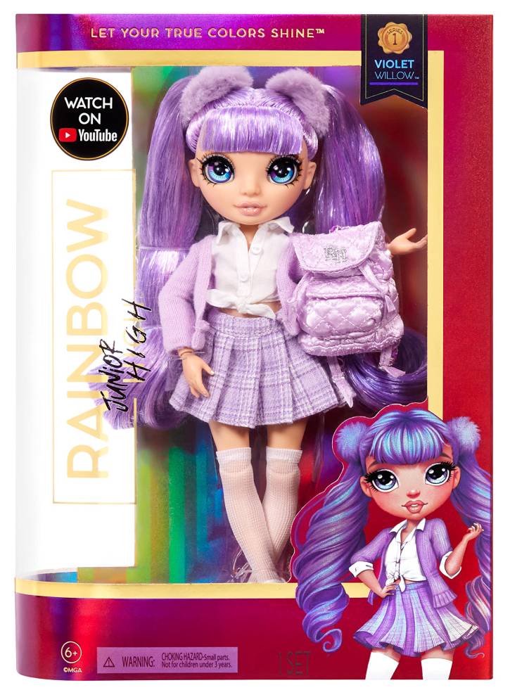 Papusa MGA Rainbow High Junior High Violet Willow Purple Fashion 23cm (580027EUC)