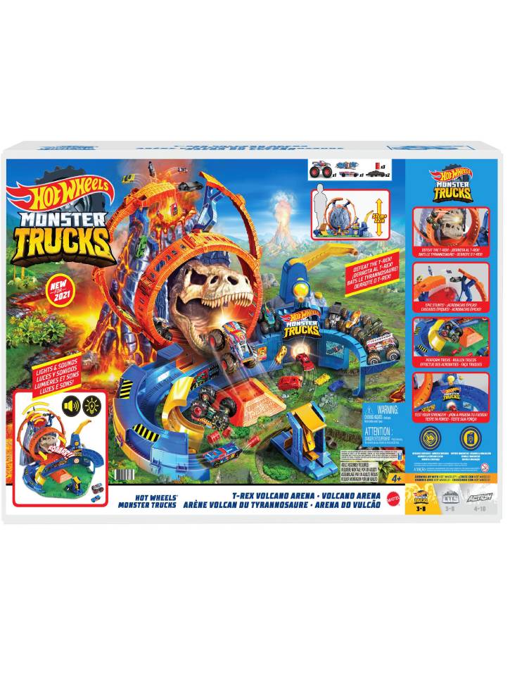 Set Hot Wheels Monster Trucks T-Rex Volcano Arena (GYL14)