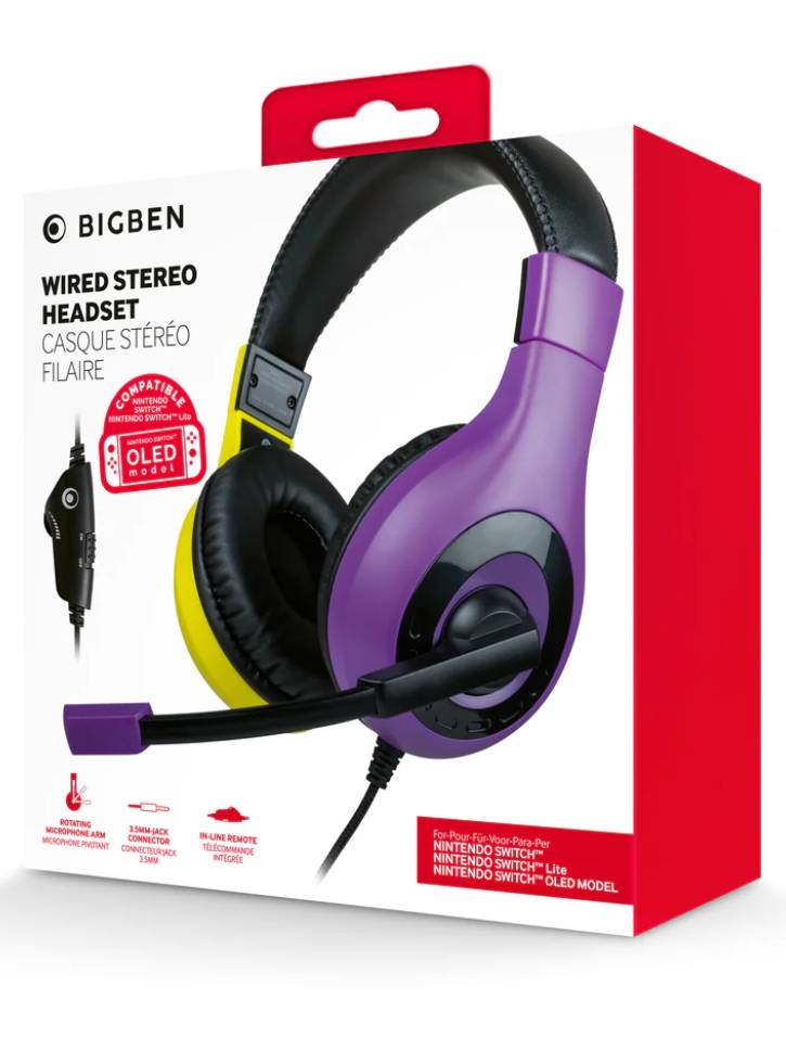 Casti BigBen Interactive Stereo V1 Purple & Yellow - Nintendo Switch