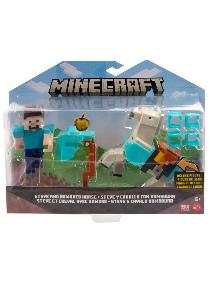 Figurine Minecraft Armored Horse and Steve 10cm