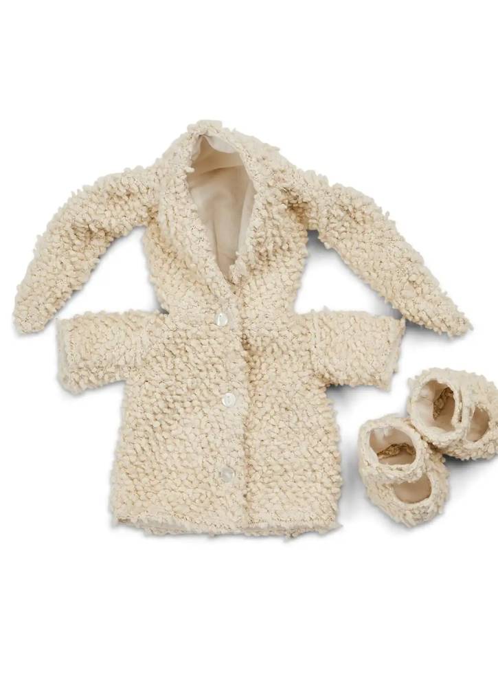 Set Smallstuff Doll Clothing Boucle Shoes/Coat & Rabbit Ears