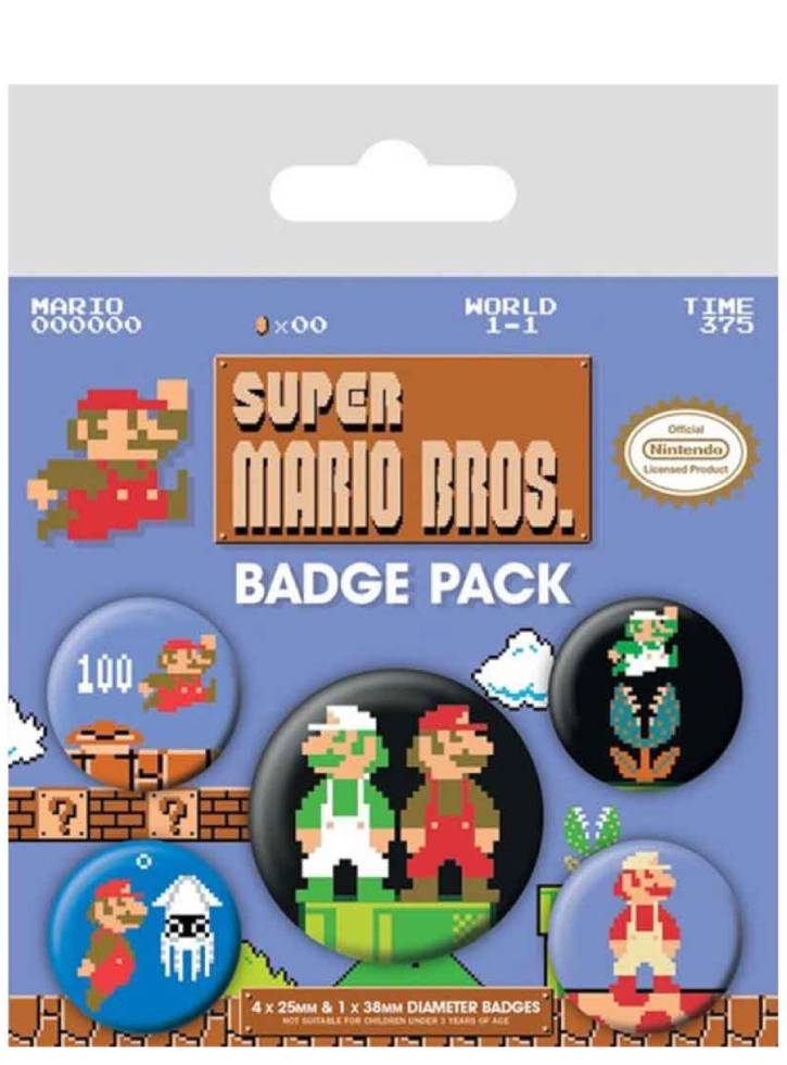 Nintendo Super Mario Bros Badge Pack