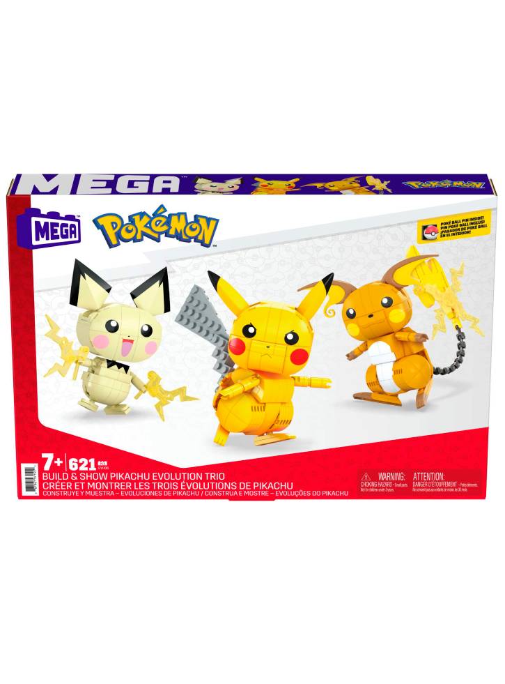 MEGA Contrux Pokemon build and show Pikachu Evolution Trio (GYH06)