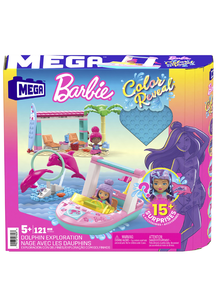 Mattel Mega Bloks Barbie Color Reveal Dolphin Exploration (HHW83)