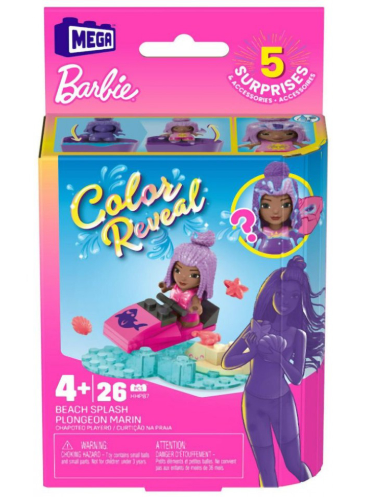 Mattel Mega Bloks Barbie Color Reveal Beach Splash Micro-Doll (HHP87)