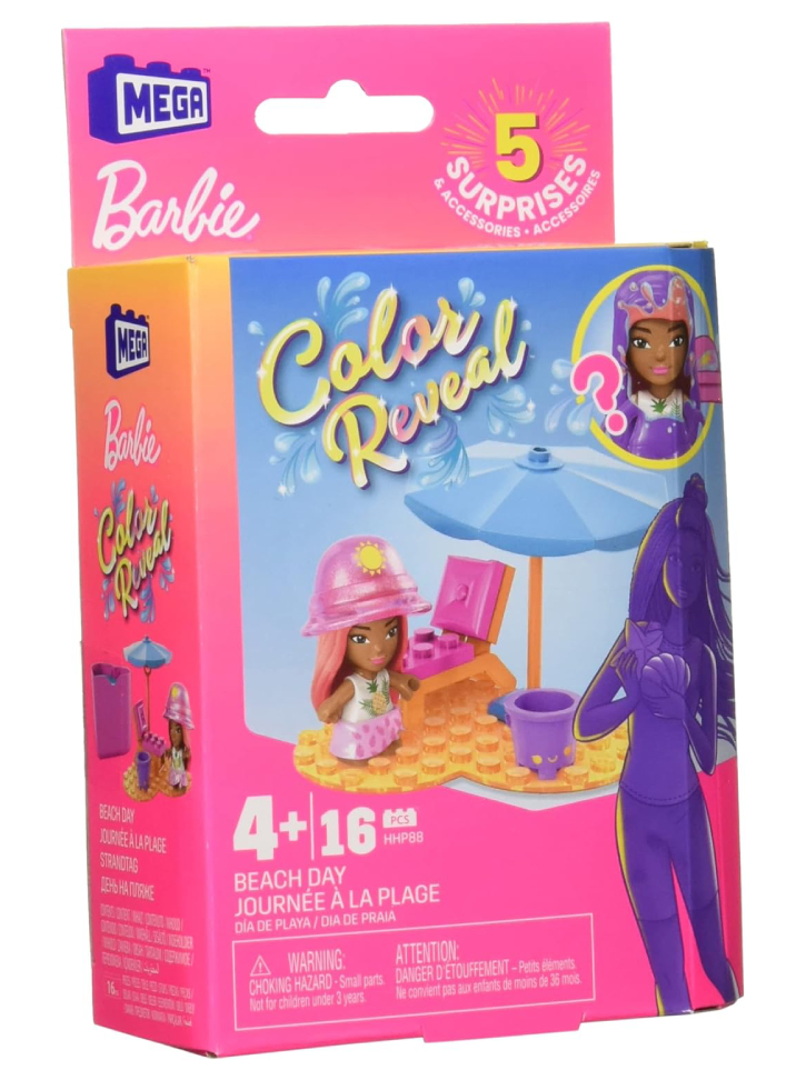 Mattel Mega Bloks Barbie Color Reveal Beach Day Micro-Doll (HHP88)