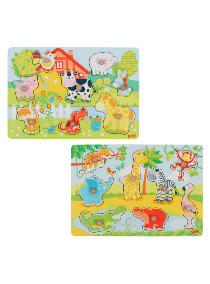 Puzzle GOKI Farm animals & African baby animals Lift-out (1240193/1240209)