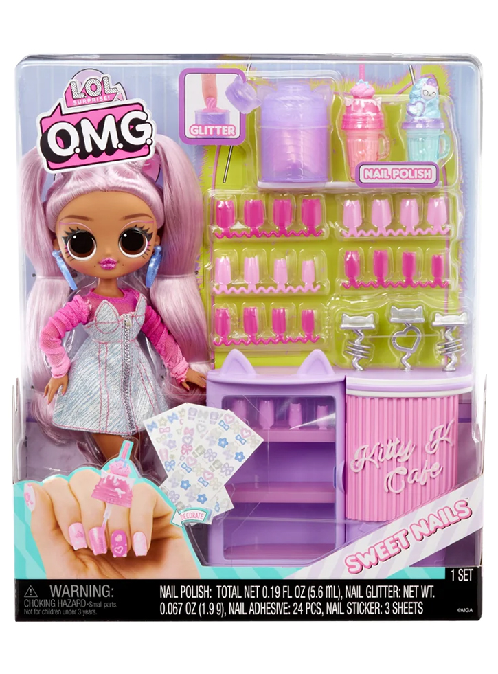 Papusa MGA L.O.L Surprise O.M.G Sweet Nailstm Kitty K Cafe (503859-EUC)