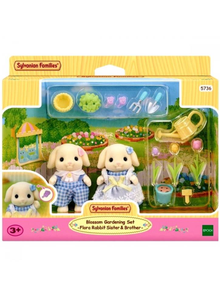 Figurine Sylvanian Families Flower Garden Set Flora Rabbit Brother & Sister (5736)