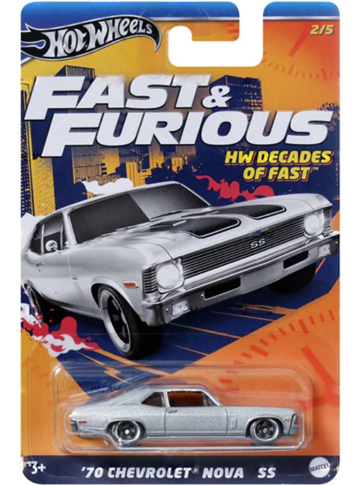 Hot Wheels Fast Furious HW Decades of Fast 70 Chevrolet Nova SS (HRW42)