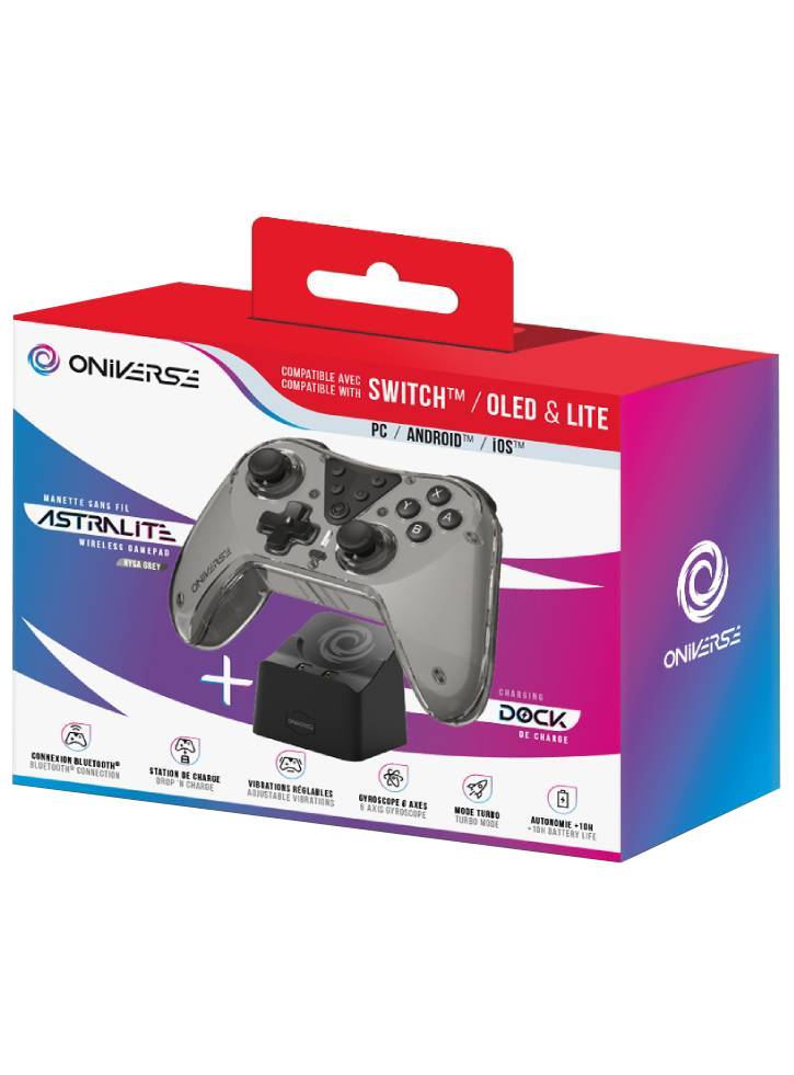 Controller Oniverse Astralite Wireless Smoked Black & Charging Station - Nintendo Switch