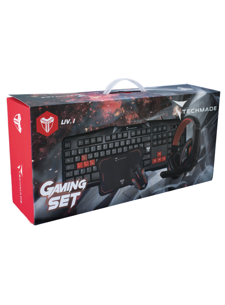 Kit Techmade 3in1 Keyboard + Mouse Wireless + Headphones + Mousepad