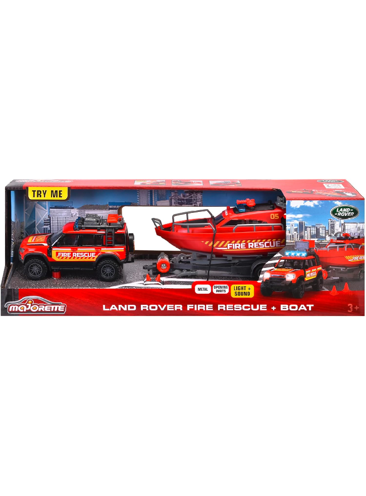 Majorette Land Rover Fire Rescue w. Boat (213716001038 )