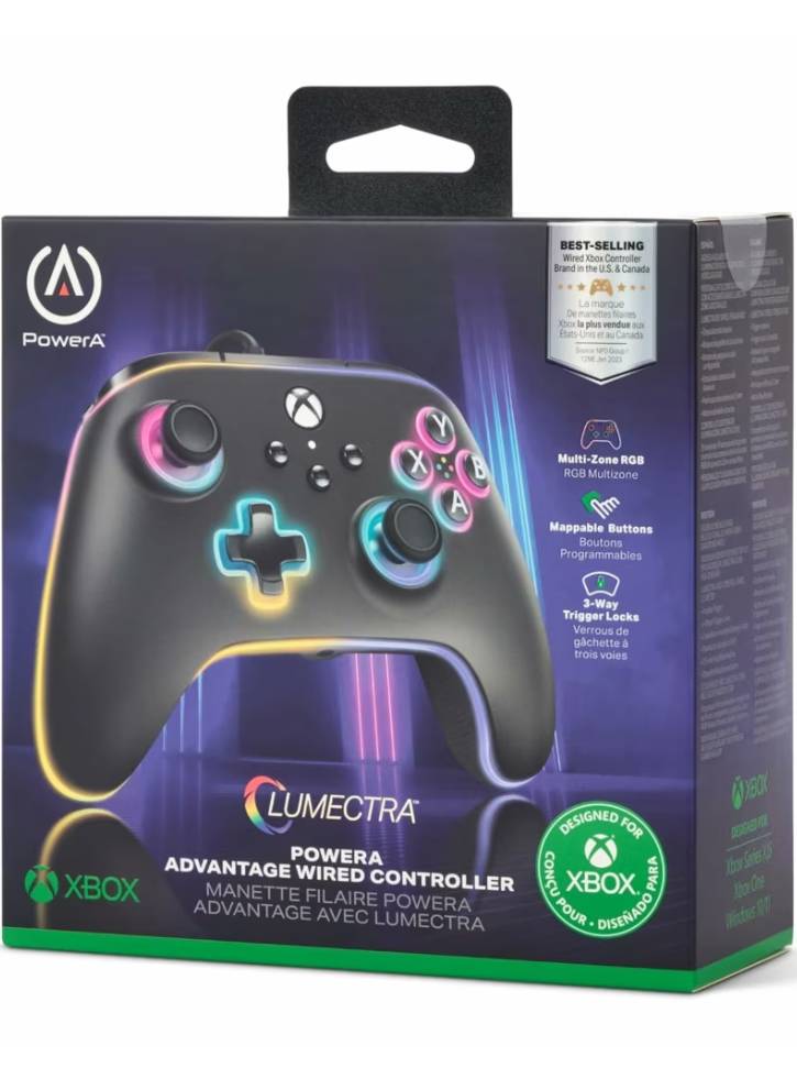 Controller PowerA Advantage Wired m/ Lumectra Black - Xbox Series X