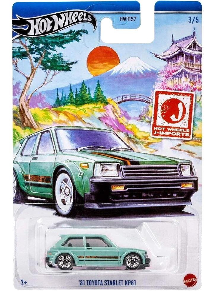 Hot Wheels J-Imports Series 81 Toyota Starlet KP61 Vehicle (HRT02)