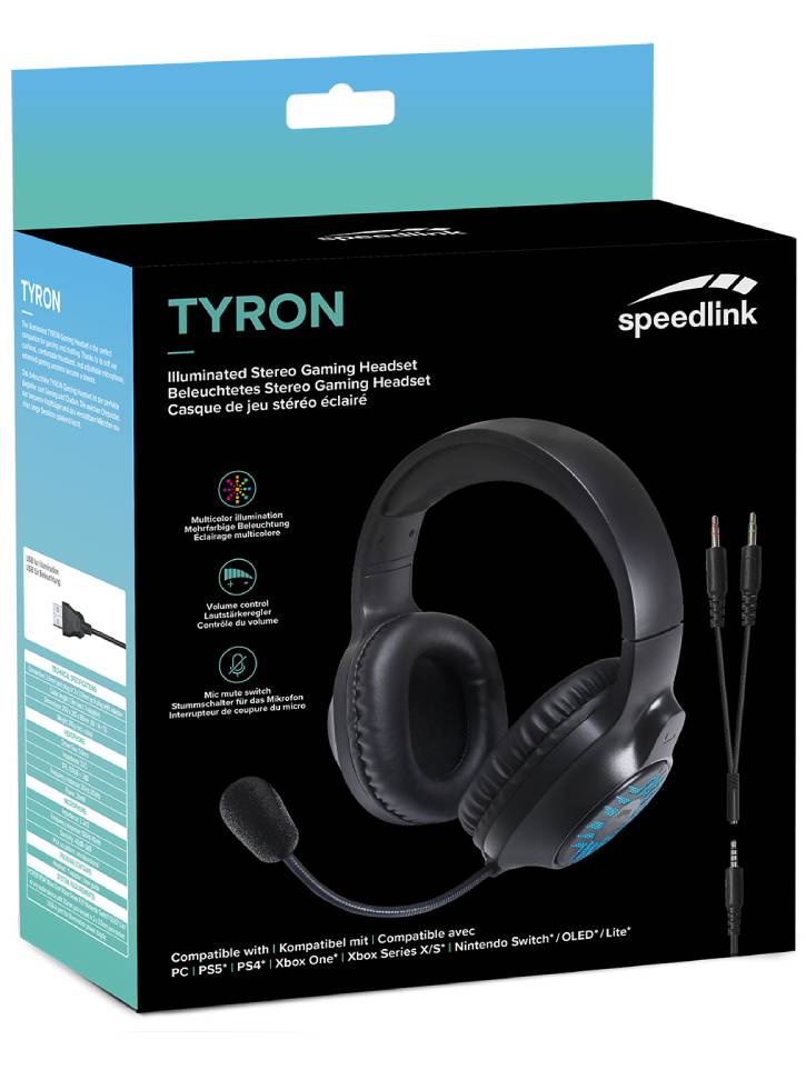 Headset Speedlink Tyron RGB Stereo Black - PC