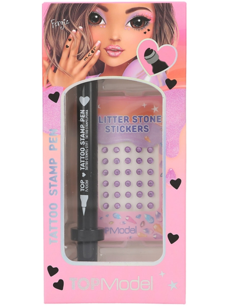 TOPModel Tattoo Pen with Glitter Stones BEAUTY and ME & Lip Gloss NIGHT LIGHT (Bundle)