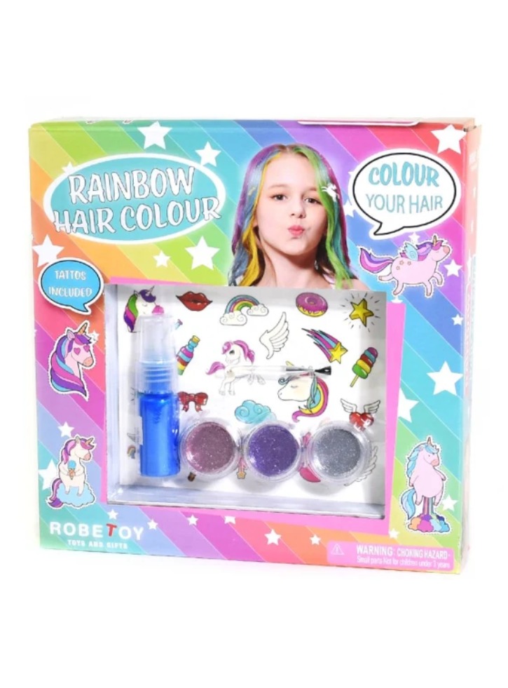 Robetoy Hair Spray Set with Glitter & Unicorn tattoo (32361)