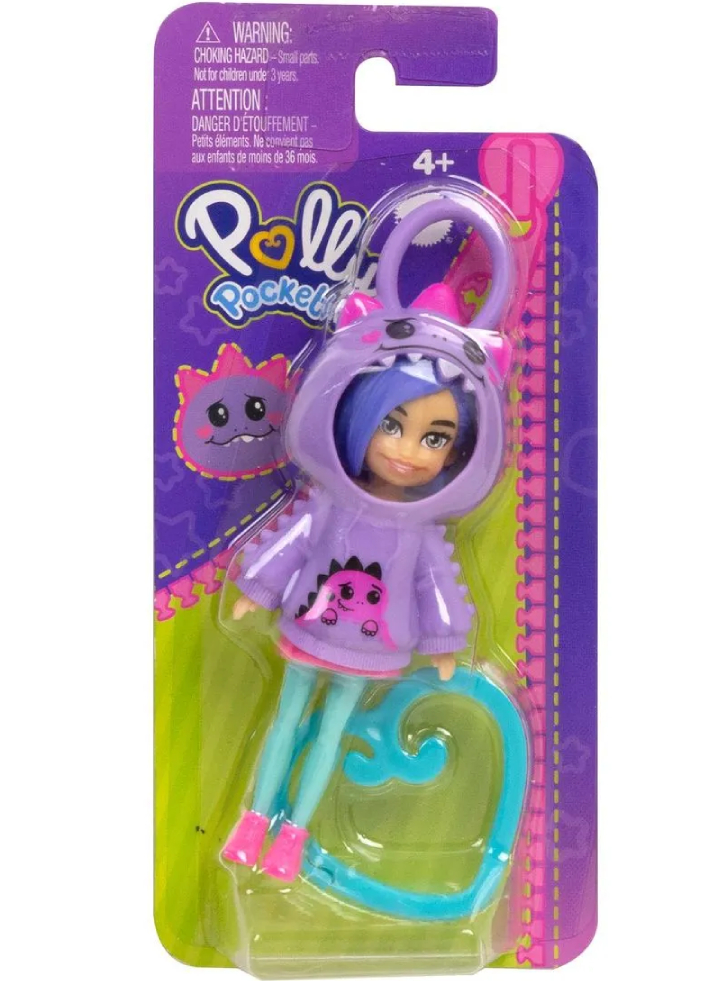 Mattel Polly Pocket Friend Clips Doll with Hoodie Dyno (HRD62)