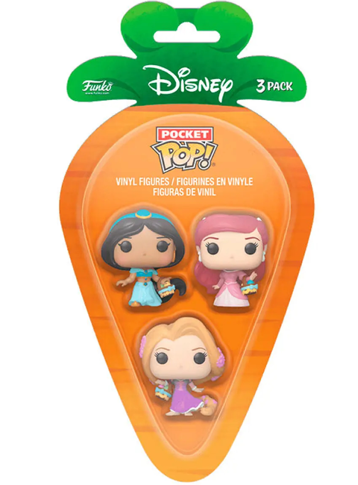 Funko 3-Pack Carrot Pocket Pop Disney Princess Jasmine/Rapunzel/Ariel