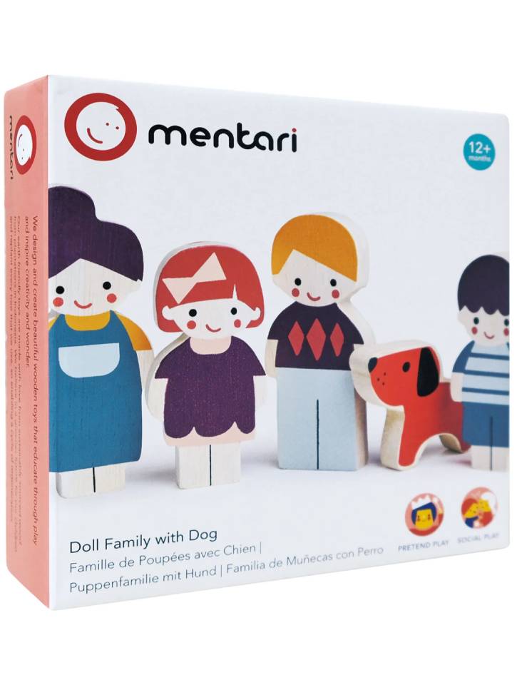 Mentari Dollhouse Figures Family With Dog (MT7651)